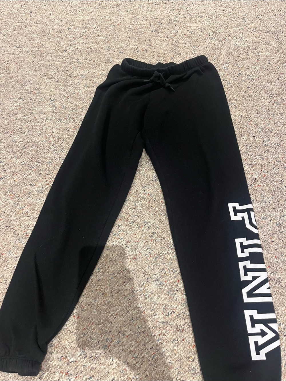 PINK Victoria's Secret Black Sweatpants with White Side Logo